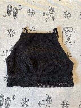 Aerie Black Lace High-Neck Bralette